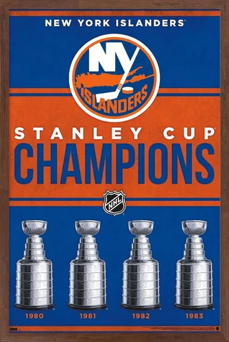 Vista 10 de Trends International NHL New York Islanders - Póster de pared Champions 23, 22.4 pulgadas de largo x 14.7 pulgadas, versión enmarcada en madera