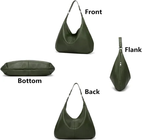 Vista 5 de Bolso Hobo para mujer, de piel sintética, suave, holgado, con cremallera