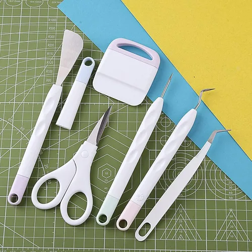 Vista 7 de 13 piezas de herramientas de deshierbe de vinilo de acero inoxidable, accesorios de trazador HTV, kit de cuchillo de artesanía de tallado