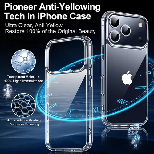 Vista 4 de MOZOTER Funda transparente para iPhone 17 Pro, antiamarilleo, antideslizante, a prueba de golpes, delgada y bonita funda para iPhone 17 Pro de 6.3