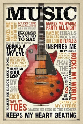 Vista 10 de Trends International Music Inspires Me Wall Poster, 14.725" x 22.375", Barnwood Framed Version