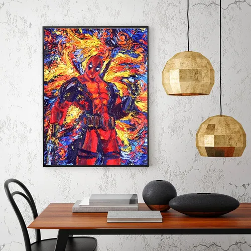 Vista 2 de Uhomate Decoración de pared de superhéroe Vincent Van Gogh, póster de noche estrellada para el hogar, lienzo para decoración de pared, decoración