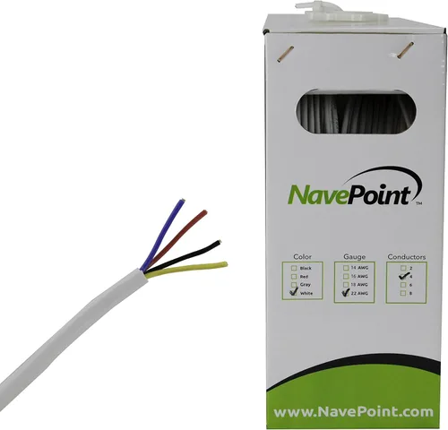 Vista 2 de NavePoint Cable de alarma antirrobo de seguridad 22/4 22AWG sin blindaje 500 pies, color blanco