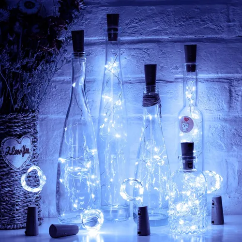 Vista 8 de Brightown Luces para Botellas de Vino con Corcho - Paquete de 10, 2.1 m, 20 LED, Luces de Corcho Operadas con Batería, Luces de Hada Mini de Alambre