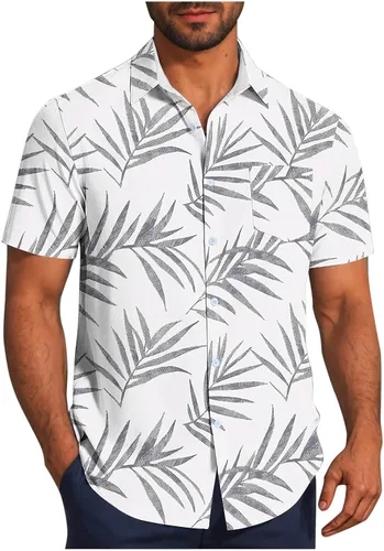 Vista 12 de Zeiyignr Camisa hawaiana para hombre con bolsillo, manga corta, con botones, resistente a las arrugas, para playa, fiestas en la piscina, vacaciones