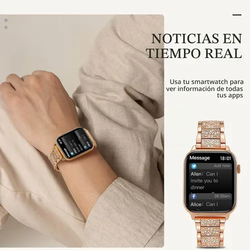 Vista 5 de Reloj inteligente para mujer, reloj inteligente de recepción de llamadas/marcación para teléfonos Android iOS, rastreador de actividad impermeable