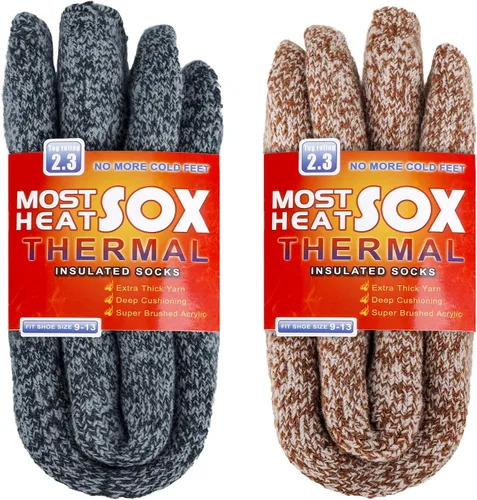 Vista 7 de Calcetines térmicos para hombre, calcetines de invierno cálidos para clima frío con temperaturas extremas A1-azul (2 pares)
