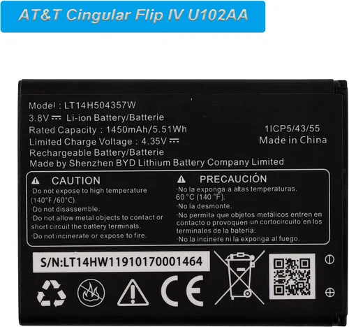 Vista 2 de Batería de repuesto TL14H504357W compatible con AT&T Cingular Flip IV U102AA