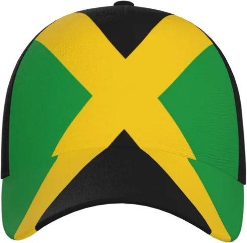 Vista 2 de Lindo sombrero de bandera de Jamaica para hombres y mujeres con bandera ajustable Snapback sombrero patriótico al aire libre béisbol golf sombrero