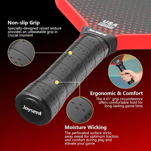 Vista 6 de Juego de palas de pickleball aprobadas por USAPA T700 de fibra de carbono con pala de pickleball para principiantes, raqueta de pickleball Core
