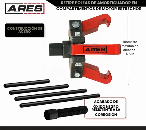 Vista 3 de ARES 71002 - Kit de extractor de equilibrador armónico - Extractor ajustable de 3 mandíbulas se adapta a la mayoría de automóviles y camiones