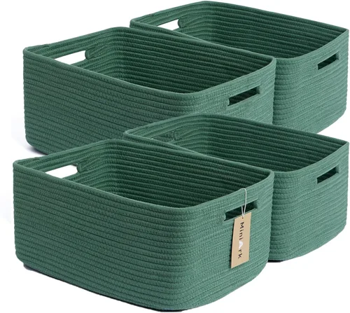 Vista 24 de MiniArk Cestas grandes de almacenamiento para estantes, organizadores de armario, para ropa, manta, toallas, guardería, caja de juguetes, cestas