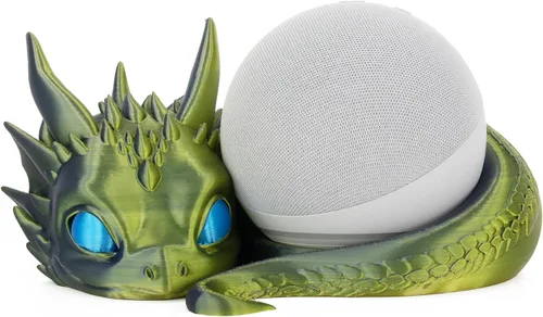 Vista 10 de Costume Wizard Soporte Dragon para Echo Dot 4ª/5ª generación, 3D impreso Dragon Amazon Echo altavoces de escritorio, soporte para Echo Dot 5ª Negro
