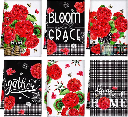 Vista 8 de Geyoga 6 Piezas Toallas de Cocina de Girasol Toallas de Platos Absorbentes Paños de Té Decorativos para Cocina de Verano Baño Decoración del Hogar