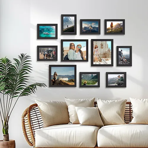 Vista 4 de Muzilife - 11, 12 portaretratos para collage, marcos para fotos para exhibición y decoración de la pared para el comedor, el dormitorio y la sala