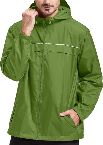 Vista 33 de SWISSWELL Chaqueta impermeable para hombre, rompevientos, ligera con capucha para uso diario casual