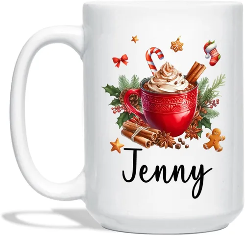 Vista 27 de Taza Personalizada Construcción De Muñeco De Nieve Con Nombre, Taza De Café De Navidad Muñeco De Nieve, Tazas De Árbol De Navidad Personalizadas