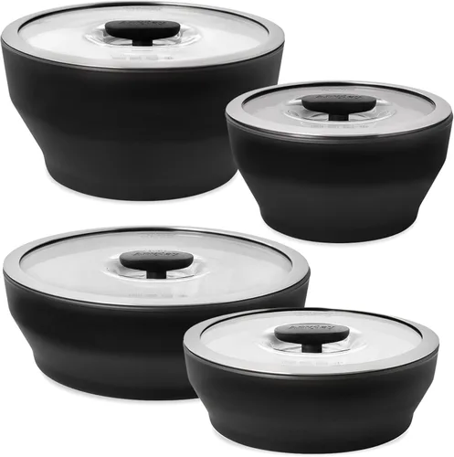 Vista 15 de Anyday Juego de 8 Piezas de Utensilios de Cocina para Microondas y Almacenamiento de Alimentos de Vidrio con Tapas de Vidrio Recipientes Sin