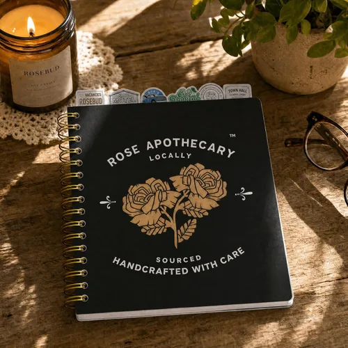 Vista 8 de Cuaderno de diario con pestañas Schitt's Creek - Rose Apothecary, encuadernado en espiral, 144 páginas rayadas, 8 x 7 pulgadas