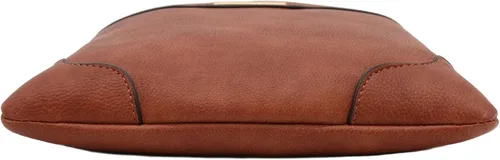 Vista 4 de Bolso bandolera clásico de tamaño mediano con placa dorada, Marrón, talla única