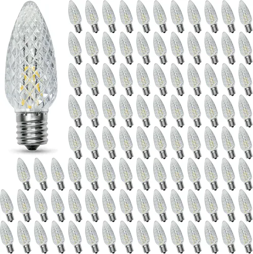 Vista 9 de Paquete de 50 bombillas LED C9 multicolor de repuesto para luces de Navidad, inastillables e impermeables, bombillas LED C9 de plástico para cadenas
