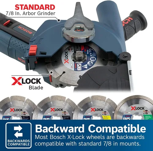 Vista 14 de Bosch GWX10-45PE Amoladora angular ergonómica X-LOCK de 4-1/2 pulgadas con interruptor de paleta con CWX27M450 4-1/2 pulgadas x 0.098 pulgadas