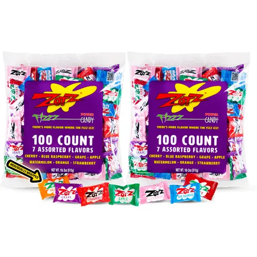 Vista 8 de Zotz Caramelos efervescentes a granel (surtidos, 46 unidades) - Caramelo duro envuelto individualmente - Surtido de 3 sabores de frutas, cereza