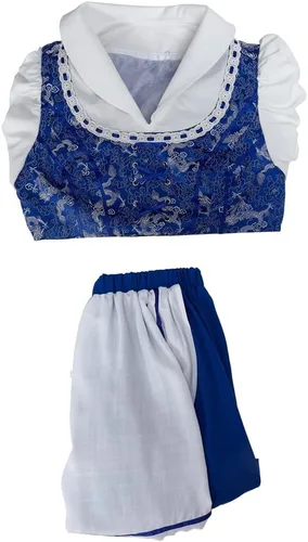 Vista 6 de VEECOOCOS Disfraz de princesa Belle para cosplay, vestido de aldea de Belle, vestido de sirvienta azul para mujer