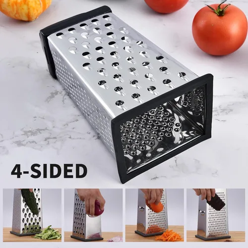 Vista 4 de Rallador de queso, rallador de caja de 4 lados, rallador de alimentos para queso, parmesano y verduras, apto para lavavajillas para cocina