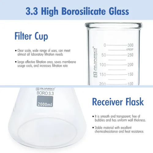 Vista 4 de Mecanismo de Laboratorio para Filtración al Vacío y Destilación, Kit de Filtro de Ensamblaje de Filtración al Vacío de Vidrio Borosilicato con Termo