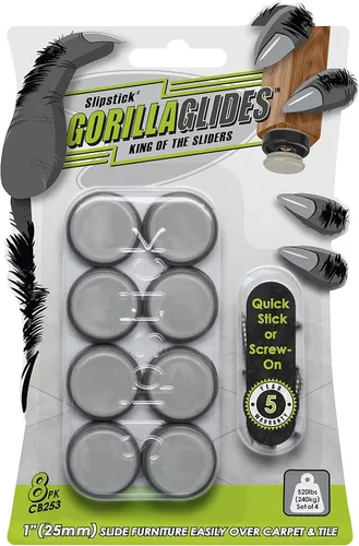Vista 11 de GorillaGlides Deslizadores de Silla de 1 Pulgada/Protectores de Piso para Muebles (16 Deslizadores de Muebles) Autoadhesivos, con Tornillo