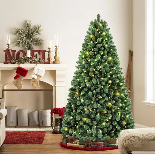 Vista 2 de Árbol de Navidad preiluminado de 7 pies con control remoto e