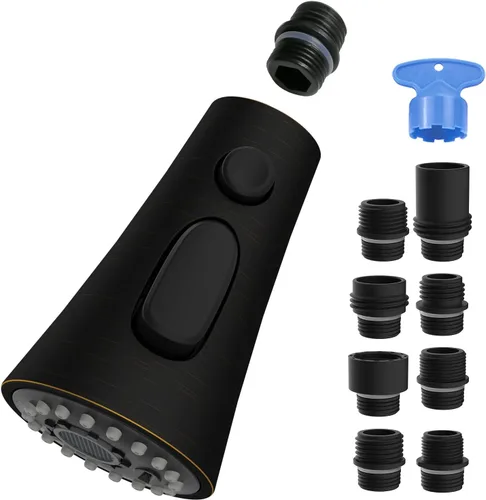 Vista 12 de Universal Kitchen Faucet Head, 3 Modes, 15 Adapters Kit, Brushed Nickel Níquel cepillado