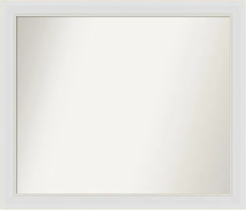 Vista 356 de Amanti Art Espejo de baño blanco para sobre el fregadero, 24 x 26 pulgadas, espejo rectangular blanco y blanco, marco de madera contemporáneo
