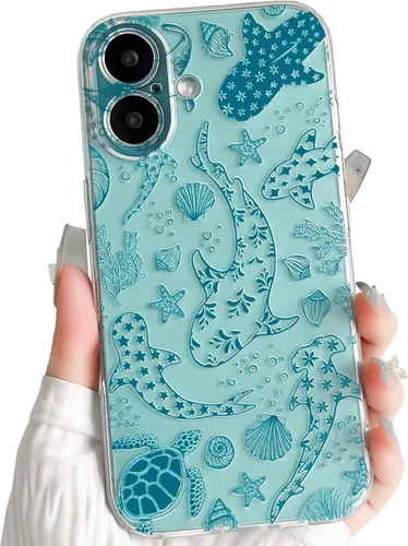 Vista 19 de NITITOP Funda para iPhone 13 Clear Sea Animal - Pez negro Pescado Negro