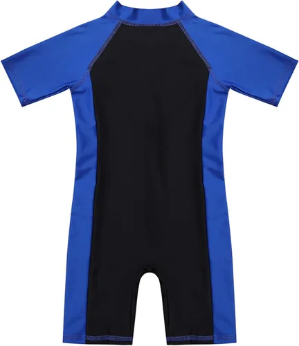 Vista 4 de Moily Conjunto de neopreno unisex para niños y niñas con cremallera, protección solar UV, traje de baño Azul y negro a