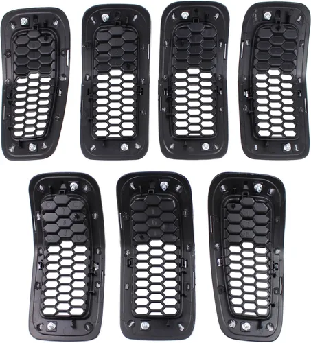 Vista 2 de Juego de cubierta de rejilla de malla de panal de cromo frontal 7PCS para Jeep