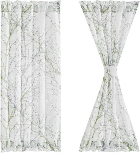 Vista 15 de Fmfunctex - Cortinas con estampado de ramas para puerta