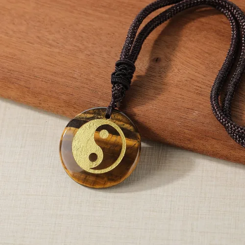 Vista 6 de Collar con colgante de símbolo taoísta de Tai Chi Yin Yang, cadena de amistad, regalo para mujeres y hombres, joyería de amuleto, Cristal, Sin tipo