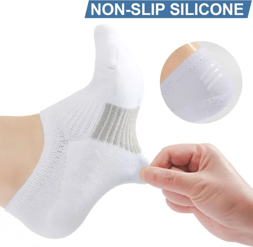 Vista 5 de Toes Home Calcetines invisibles para mujer, acolchados, de corte bajo, atléticos, ocultos, para tenis, tobillos, calcetines invisibles para correr