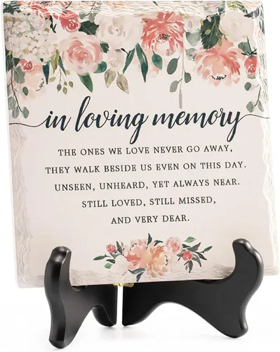 Vista 9 de LukieJac - Regalos de condolencia para la pérdida de un ser querido en memoria de madre y padre, placa con soporte de madera, regalos