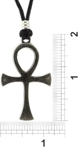 Vista 7 de BlueRica Collar de cordón ajustable con cruz de la vida Ankh