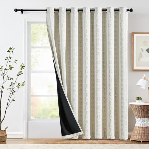 Vista 42 de jinchan - Cortinas bohemias 100% blackout de 54 pulgadas de largo para dormitorio, estampado geométrico negro sobre beige, con ojales