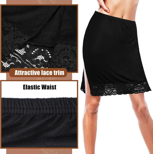 Vista 5 de 3 piezas de medias sandalias para debajo del vestido, falda con ribete de encaje, por encima de la rodilla, para mujer