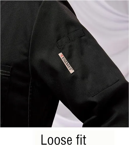 Vista 7 de Chaqueta de chef con cuello alto para hombre, manga 34, ligera, uniforme de chef con 2 bolsillos, profesional