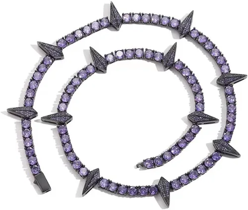 Vista 6 de Collar para hombre, Black Panther Hero - Joyería para hombre, cadena cuadrada de diamantes hip hop, regalo para hombres, niños, cumpleaños, día