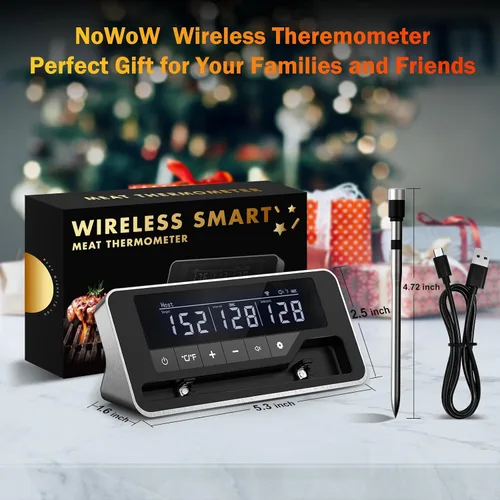 Vista 6 de Termómetro de carne inalámbrico, termómetro digital Bluetooth de 800 pies con aplicación inteligente, temperatura precisa mejorada en un 100%