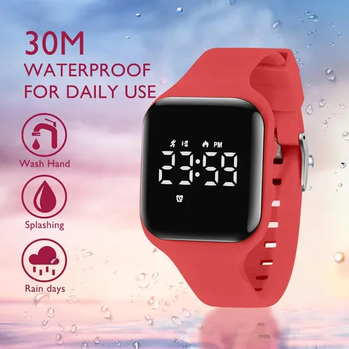 Vista 7 de Reloj deportivo digital para niños y niñas con contador de pasos, alarma vibratoria y despertador. Rastreador de actividad a prueba de agua, sin