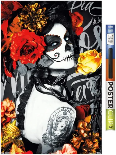 Vista 19 de Trends International Día De Los Muertos - Póster de pared de tatuaje, 22.375 x 34 pulgadas, versión enmarcada en negro Versión con marco negro