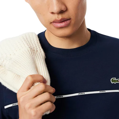 Vista 2 de Lacoste Men's Crew Neck Short Sleeve Regular Fit Stiped T-Shirt